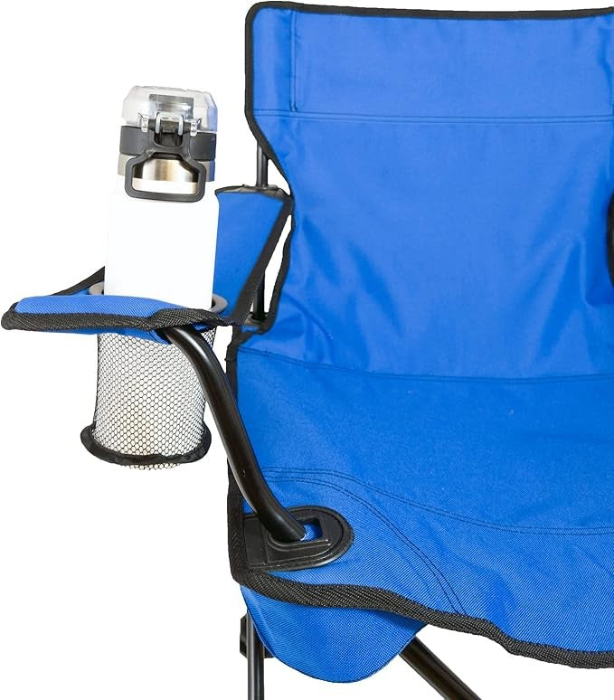 Scaun pliabil de plajă și camping AT PERFORMANCE® – Portabil, ușor, multifuncțional, 120 kg, cu geantă transport și suport pahar – Albastru